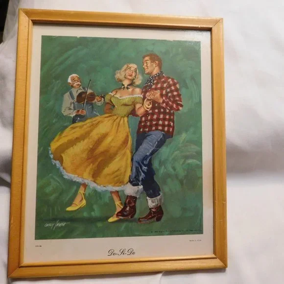 Argosy Square Dancing Couples Framed Art Prints Casey Jones Vintage - Picture 3 of 14